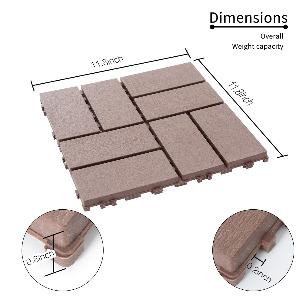 0.80-in x 11.8-in 44-Pack Dark Brown Prefinished Vinyl/Plastic Deck Tile