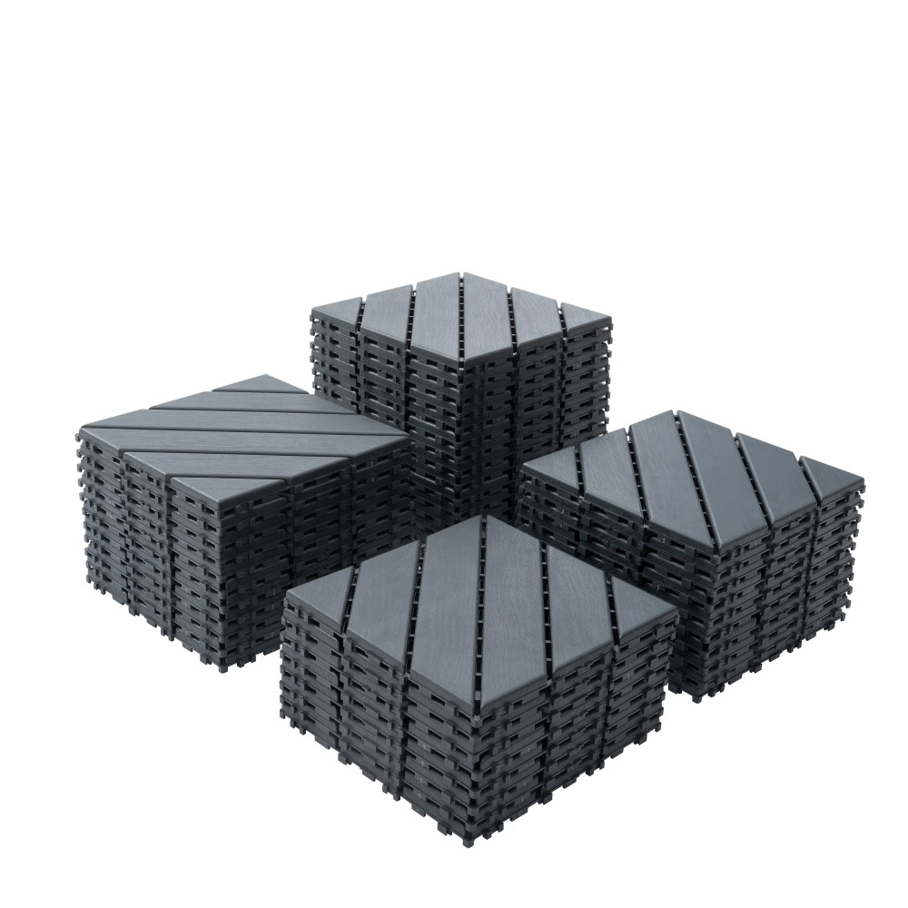 0.80-in x 11.8-in 44-Pack Dark Gray Prefinished Vinyl/Plastic Deck Tile