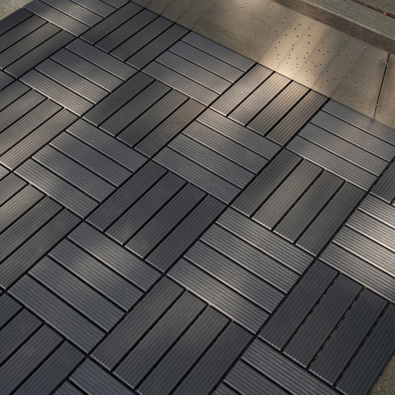 0.80-in x 11.8-in 44-Pack Dark Gray Prefinished Vinyl/Plastic Deck Tile