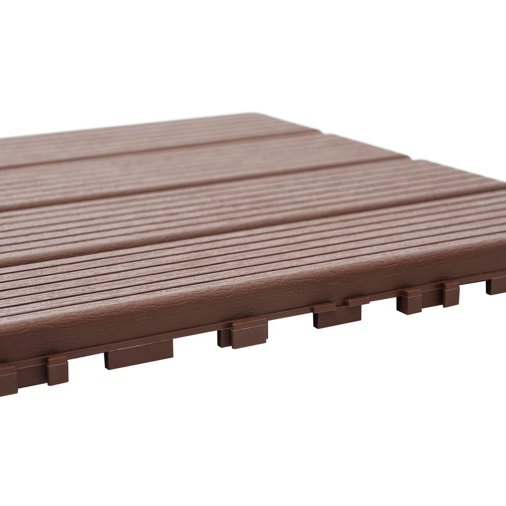 0.80-in x 11.8-in 44-Pack Dark Brown Prefinished Vinyl/Plastic Deck Tile
