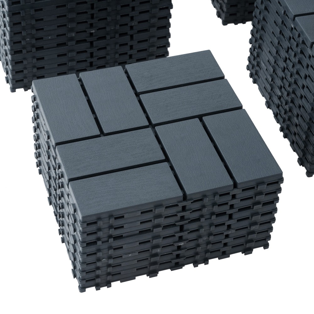 0.80-in x 11.8-in 44-Pack Dark Gray Prefinished Vinyl/Plastic Deck Tile