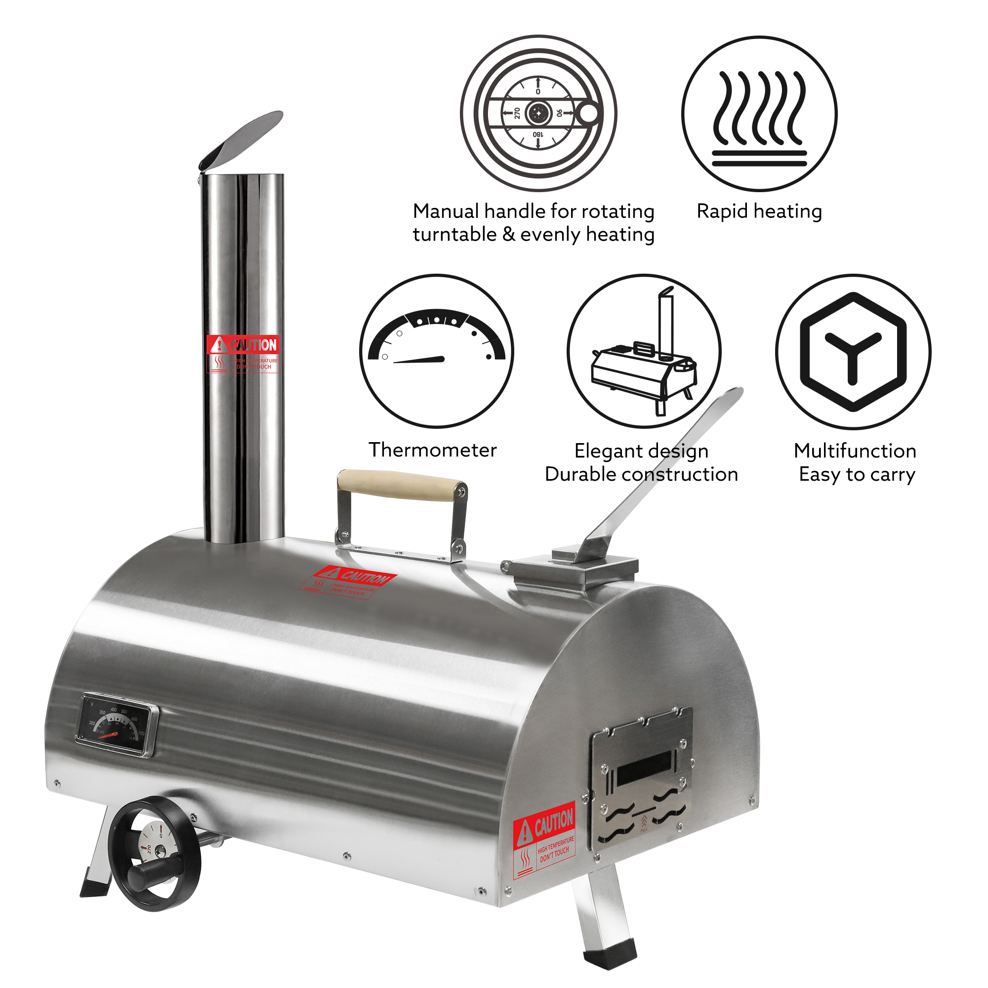 Xspracer Stainless Steel Wood Fired Outdoor Pizza Oven