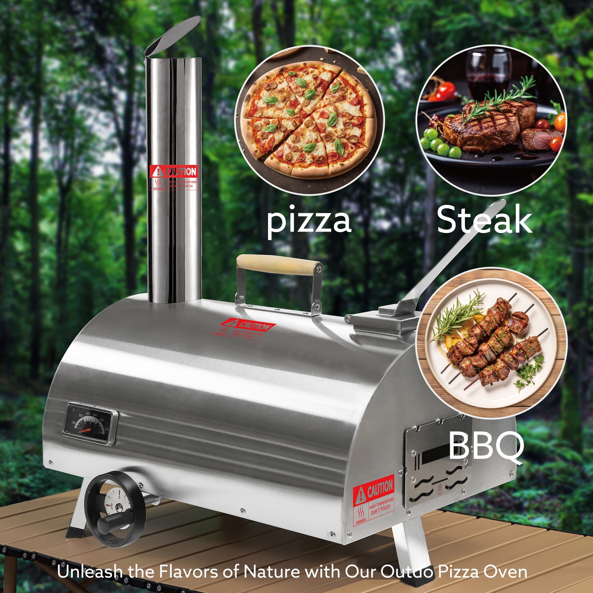 Xspracer Stainless Steel Wood Fired Outdoor Pizza Oven