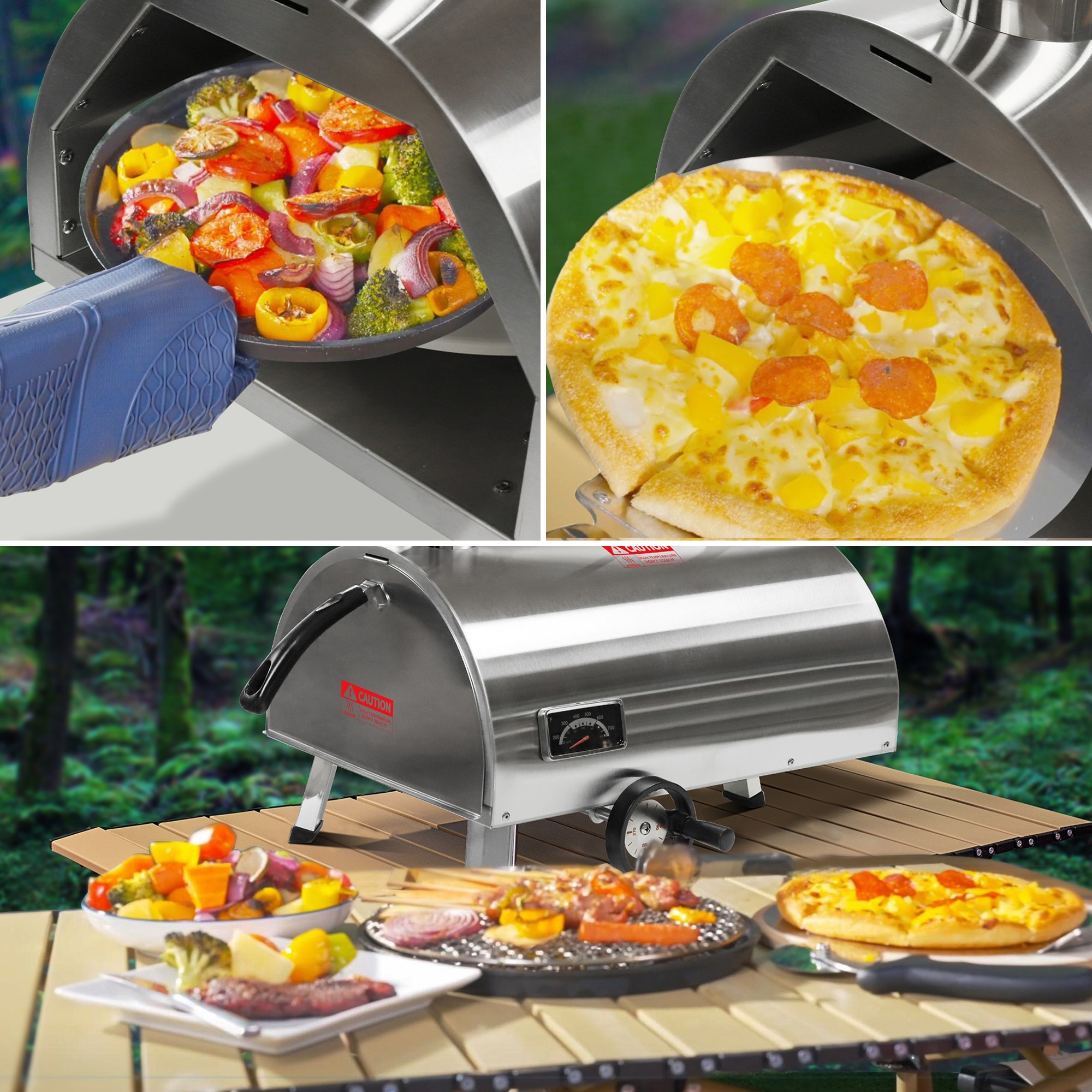 Xspracer Stainless Steel Wood Fired Outdoor Pizza Oven