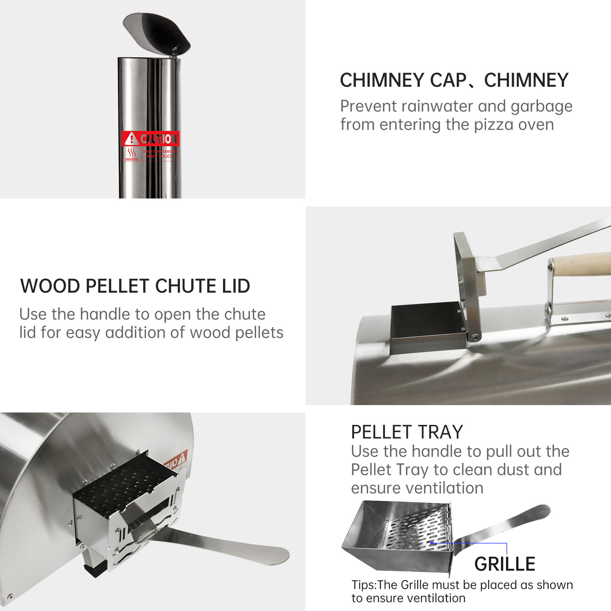 Xspracer Stainless Steel Wood Fired Outdoor Pizza Oven