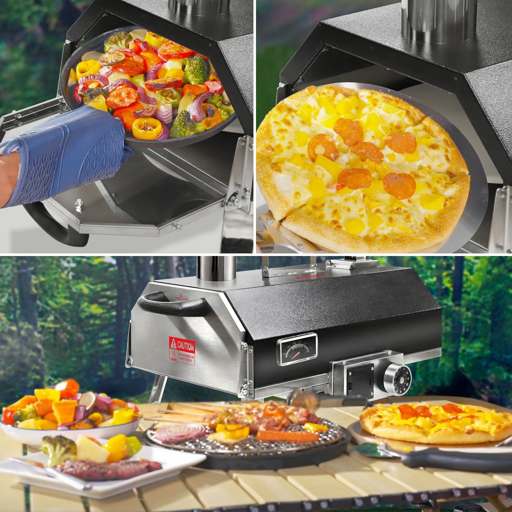 Xspracer Stainless Steel Wood Fired Outdoor Pizza Oven