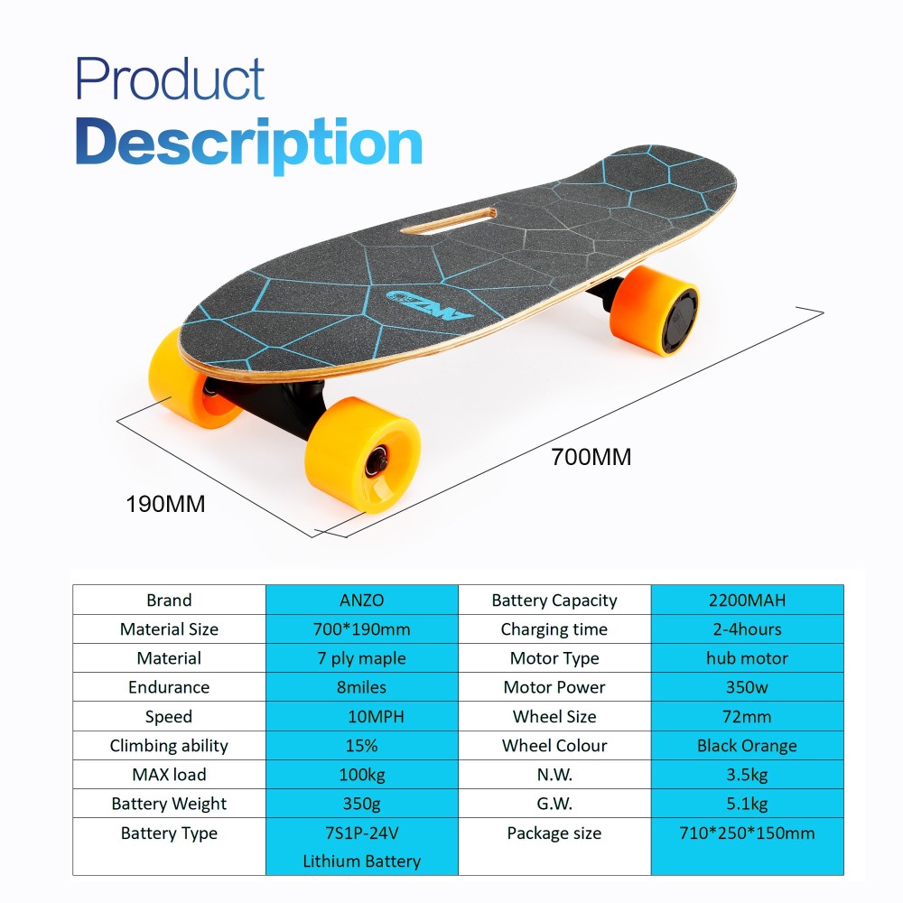 Small Portable Longboard Electric Skateboard with Remote Control