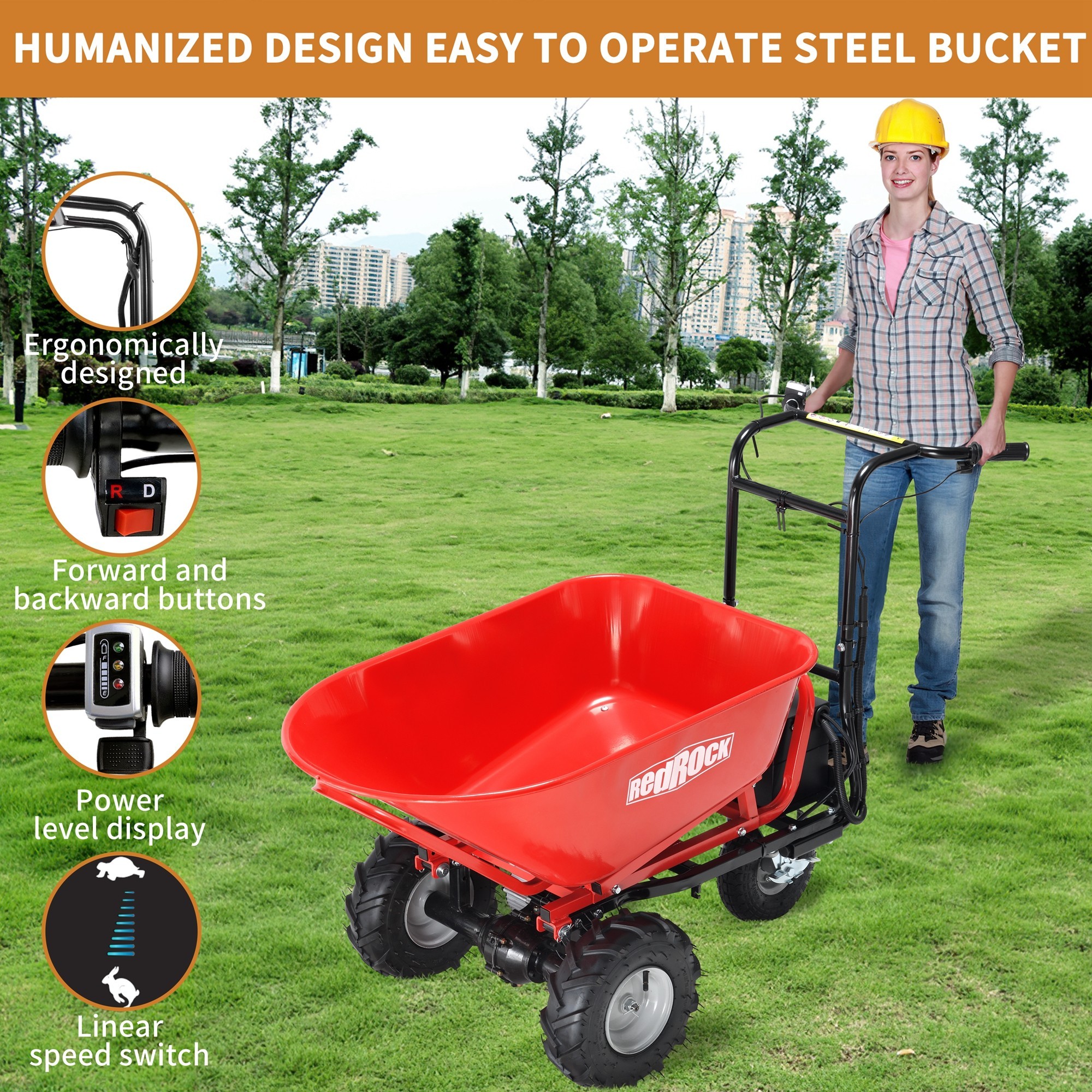 6-cu ft Electric Power Cart Utility Yard Cart with 500 lbs Load Capacity and Brushless Motor System