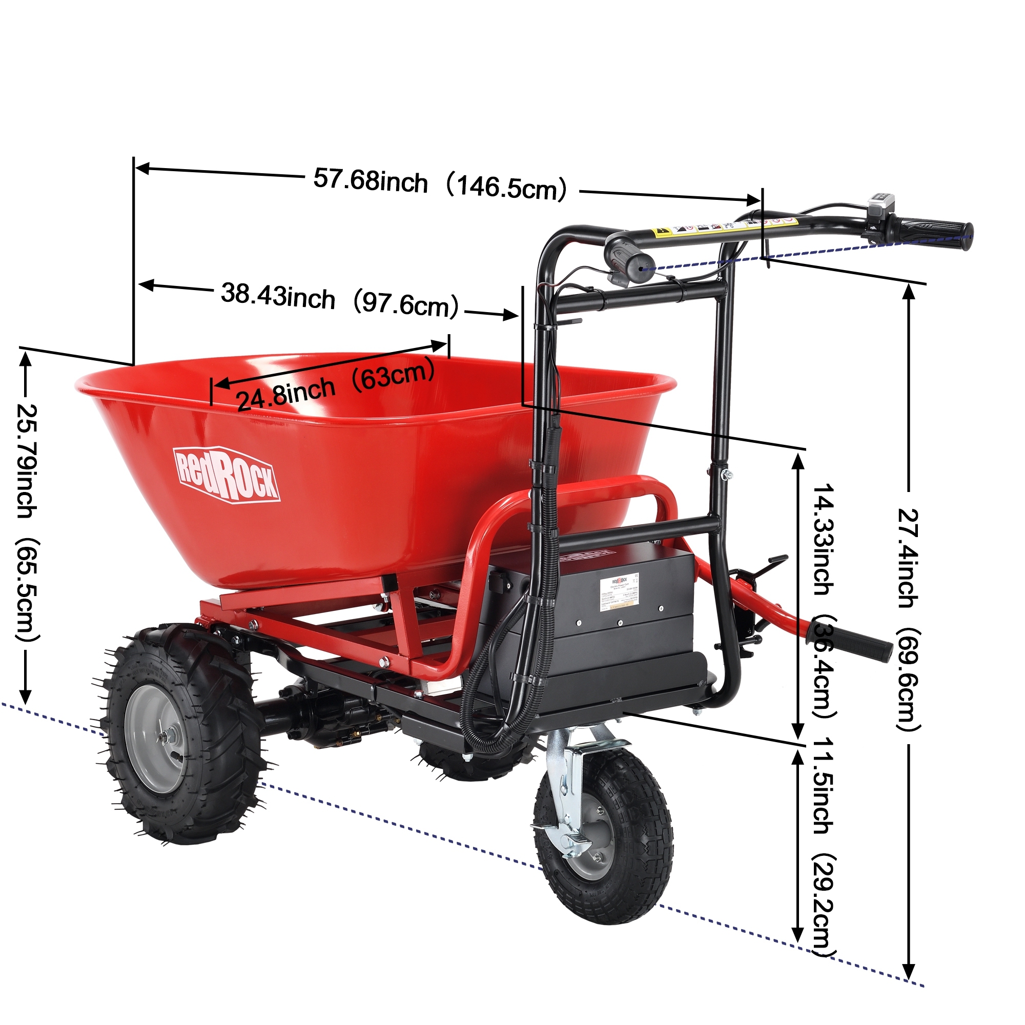 6-cu ft Electric Power Cart Utility Yard Cart with 500 lbs Load Capacity and Brushless Motor System