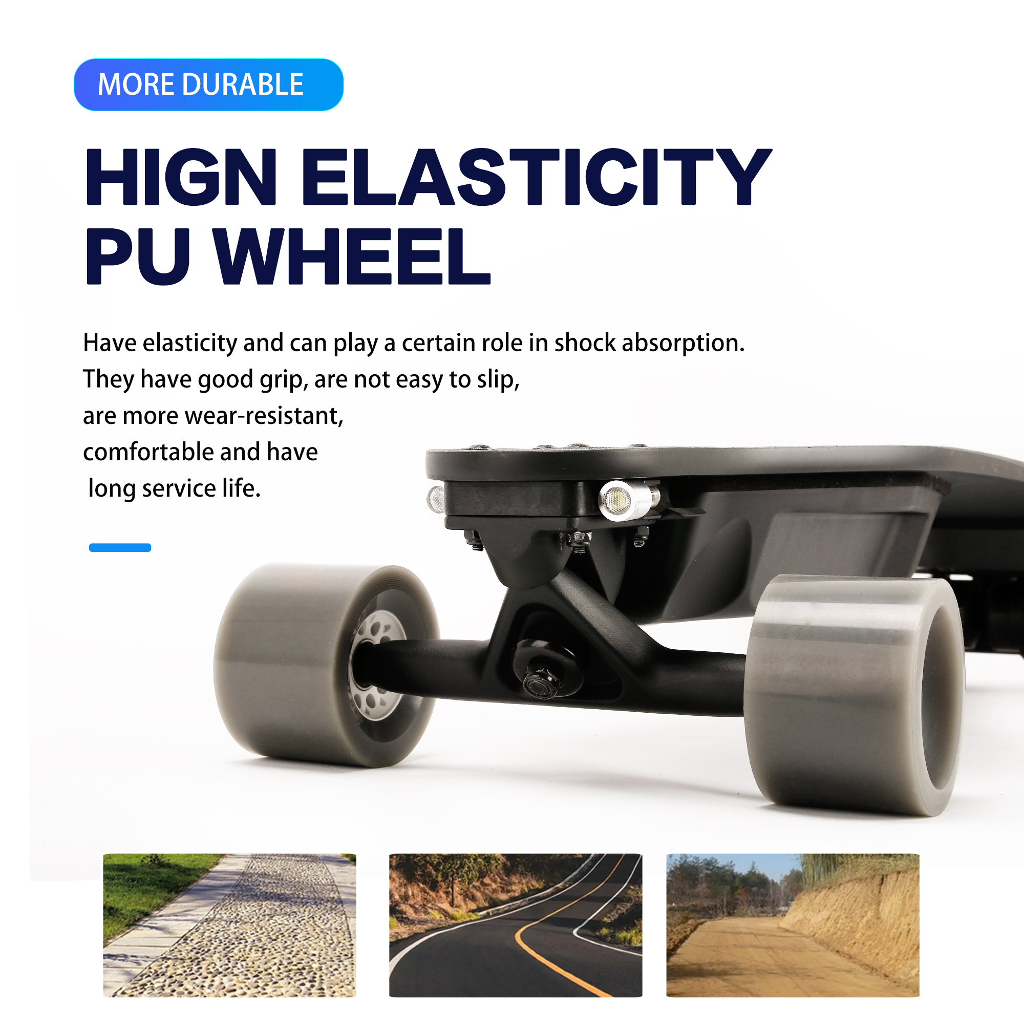 All Terrain Dual Portable Longboard Electric Skateboard with Remote Control and 2 Dual Belt Motors