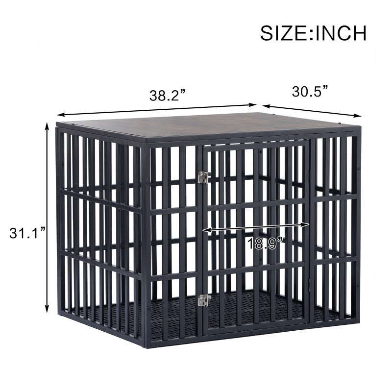 38-in Metal Dog Crate with Wood Top