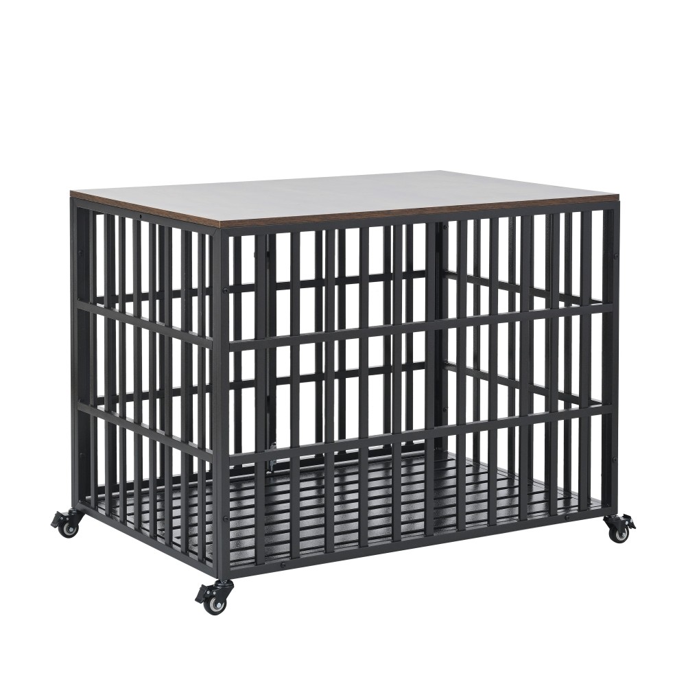 42-in Carbon Steel Dog Crate with Wheels and Lock