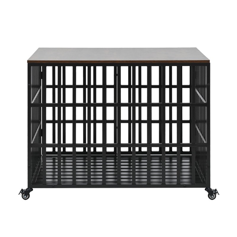 42-in Carbon Steel Dog Crate with Wheels and Lock