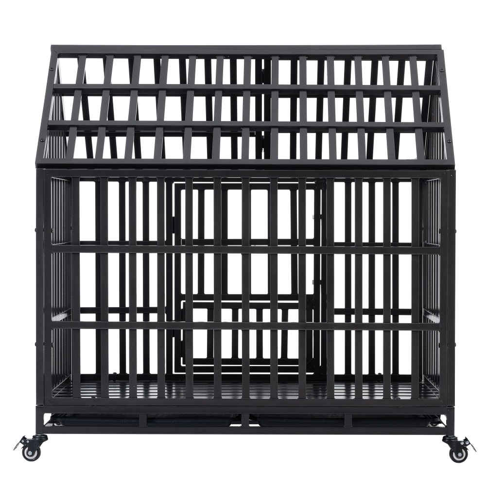 43-in Carbon Steel Dog Crate with Wheels