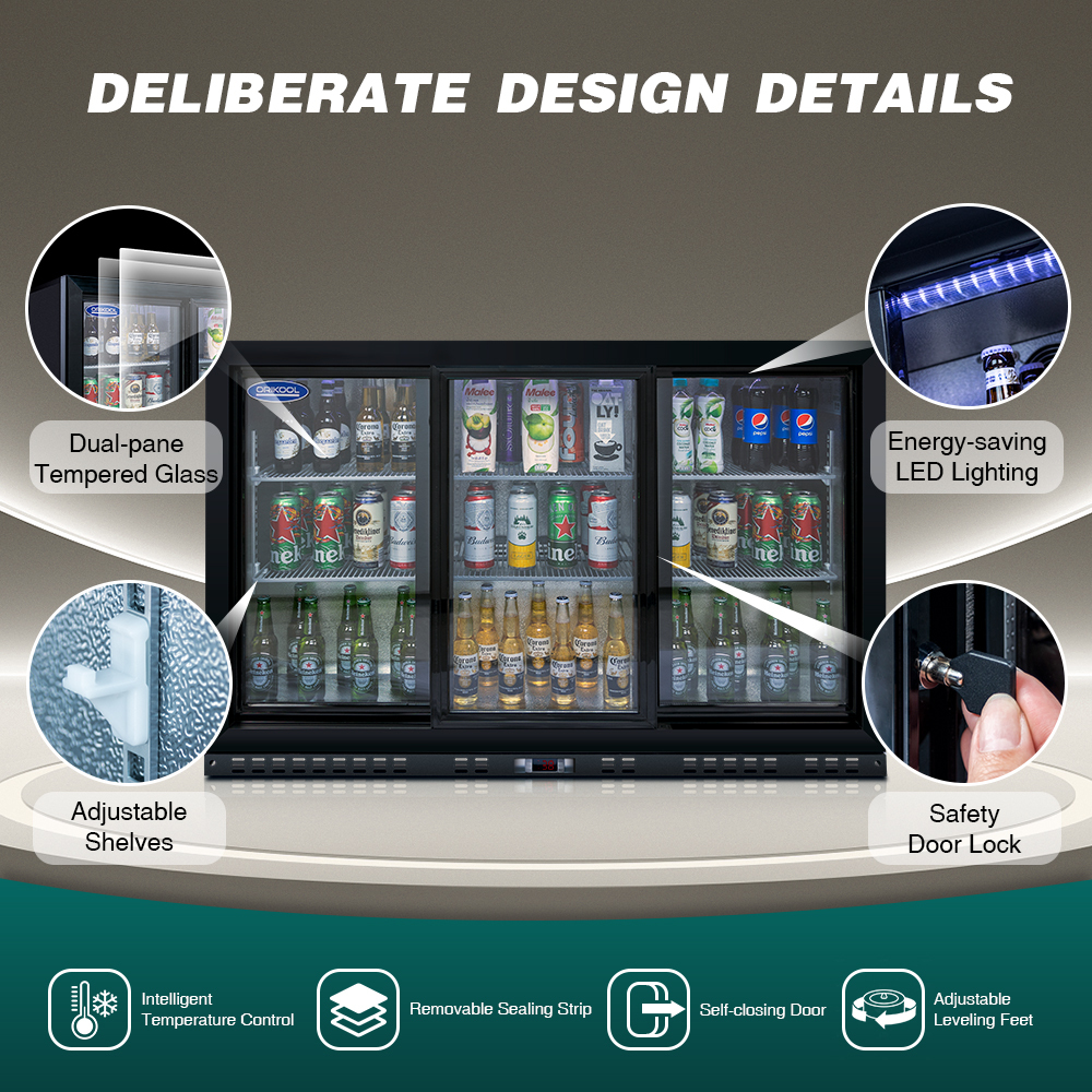 53-in W 480-Can Capacity Aluminium Built-In/Freestanding Beverage Refrigerator with Glass Door