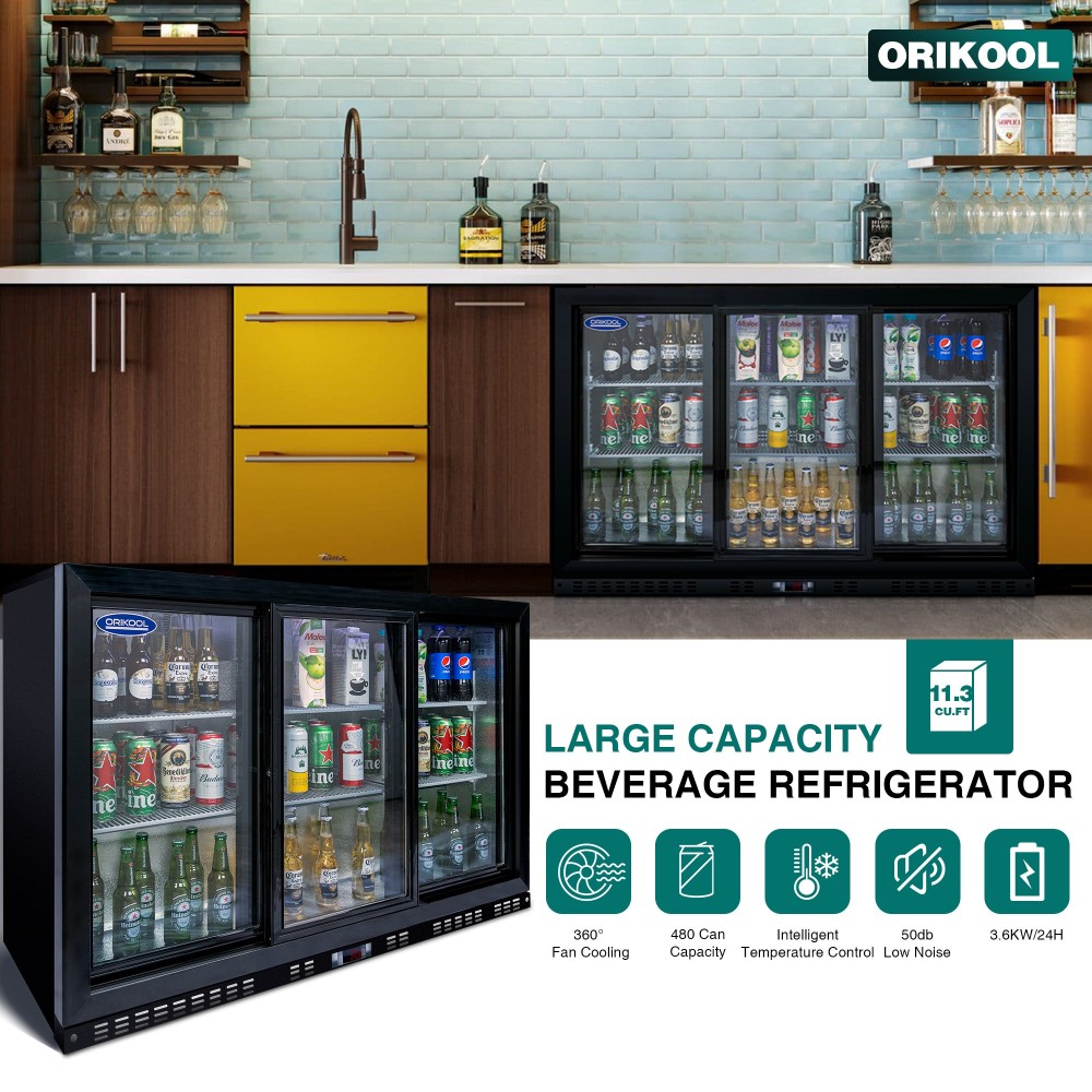 53-in W 480-Can Capacity Aluminium Built-In/Freestanding Beverage Refrigerator with Glass Door