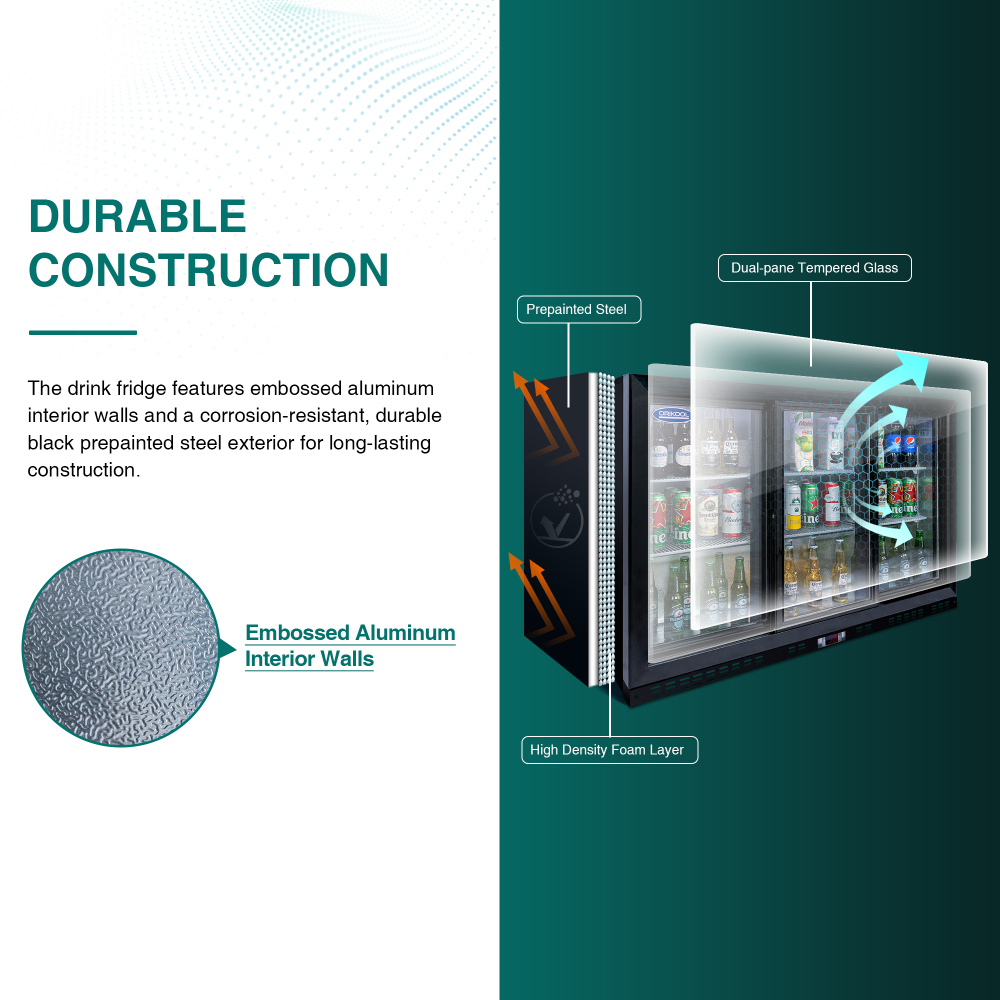 53-in W 480-Can Capacity Aluminium Built-In/Freestanding Beverage Refrigerator with Glass Door