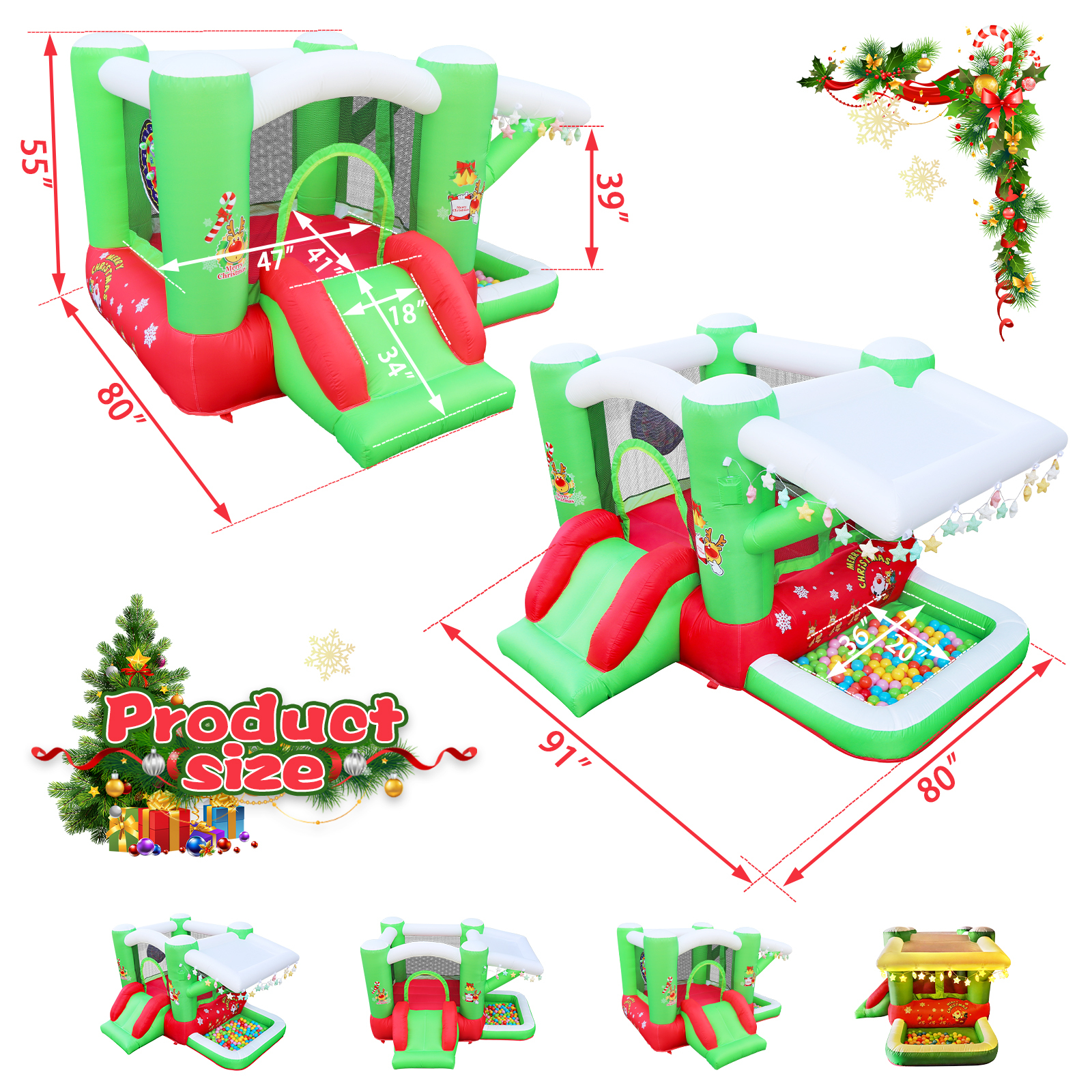 Christmas Jumping Slide Inflatable Bouncer with Blower