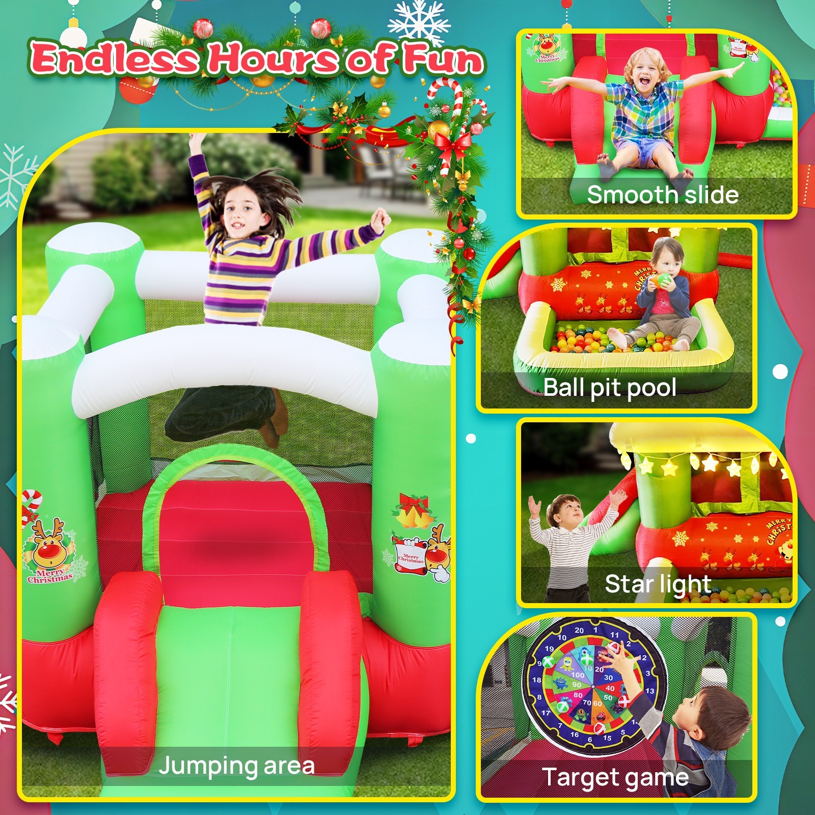 Christmas Jumping Slide Inflatable Bouncer with Blower