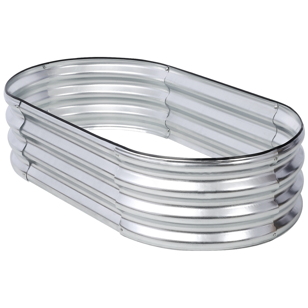 4 x 2 x 1 ft Oval Galvanized Planter Raised Garden Boxes