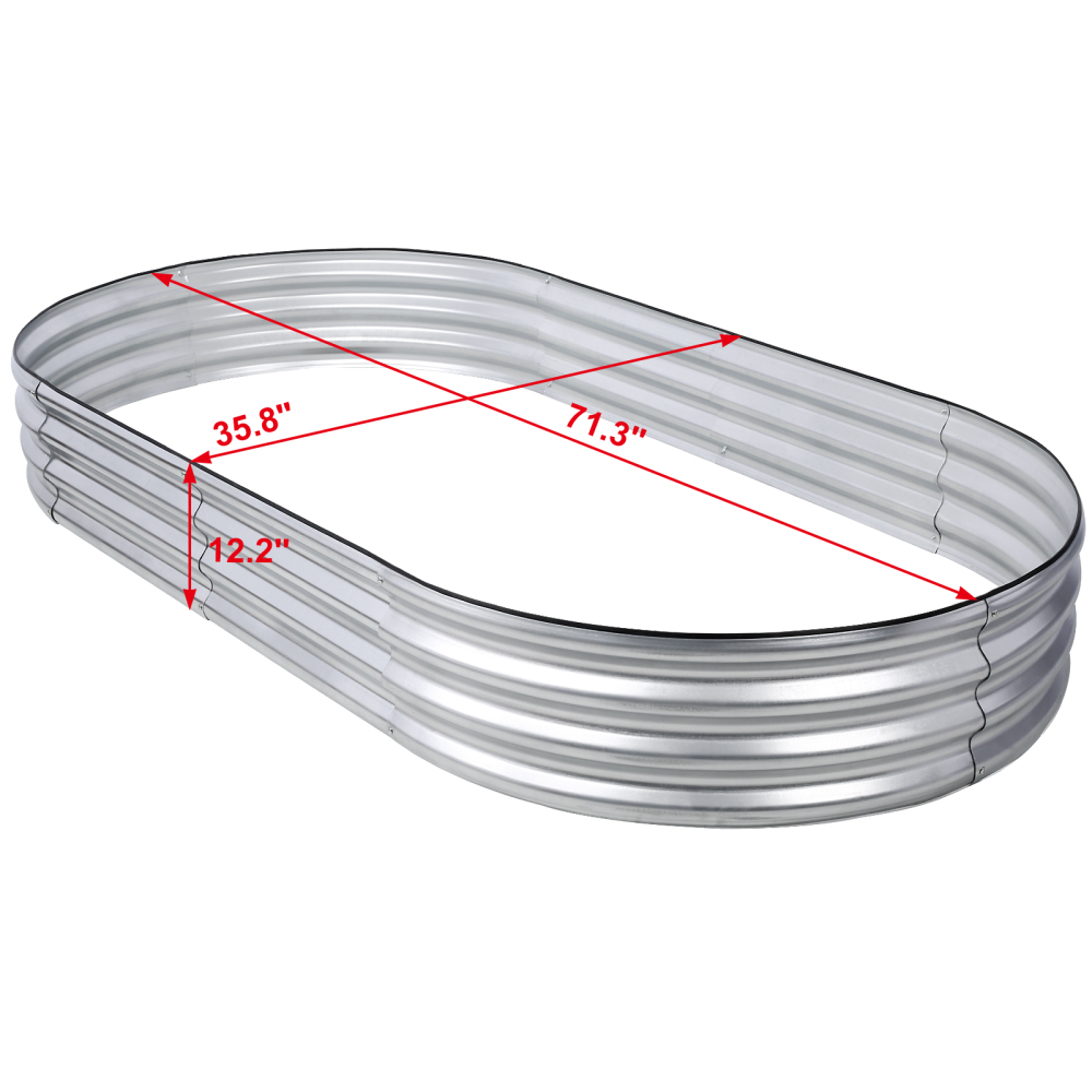 6 x 3 x 1 ft 2 PCS Oval Galvanized Planter Raised Garden Boxes