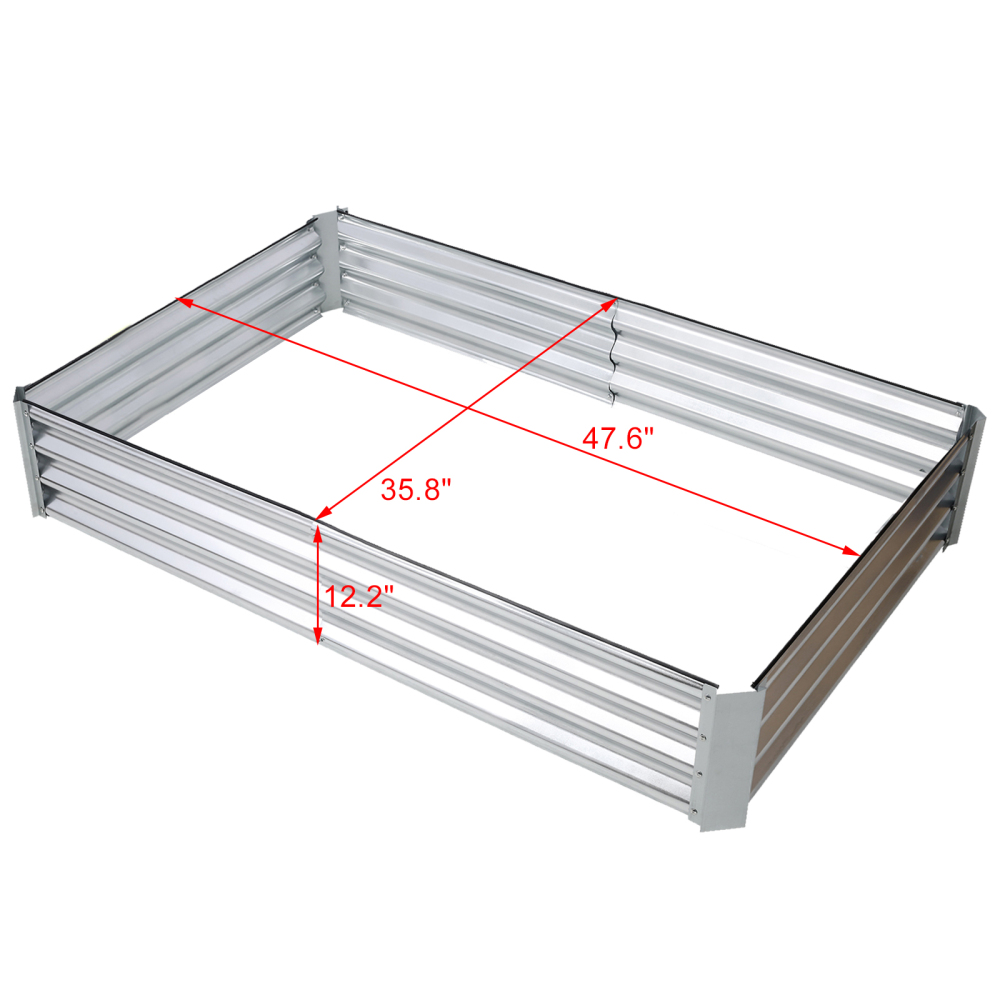 4 x 3 x 1 ft Square Galvanized Planter Raised Garden Boxes