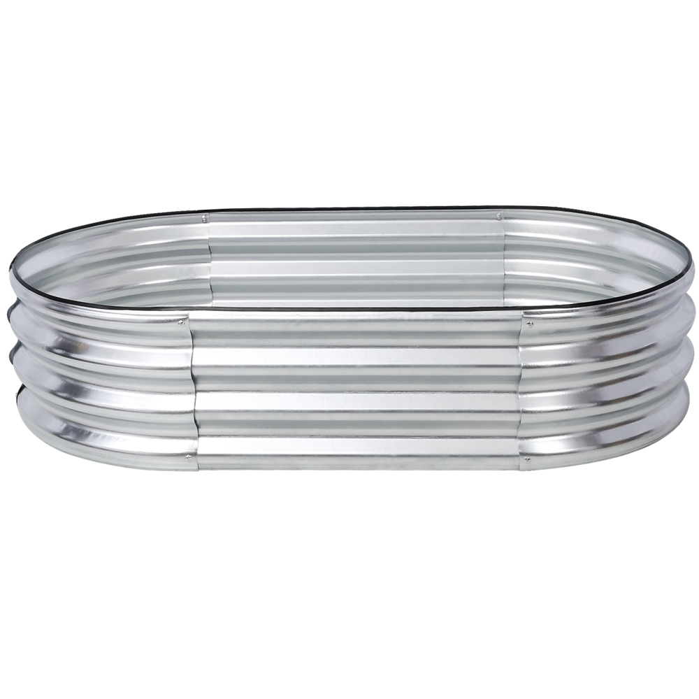4 x 2 x 1 ft Oval Galvanized Planter Raised Garden Boxes