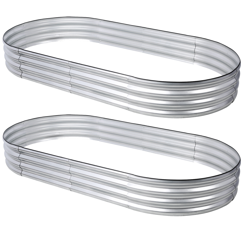 8 x 4 x 1 ft 2 PCS Oval Galvanized Planter Raised Garden Boxes