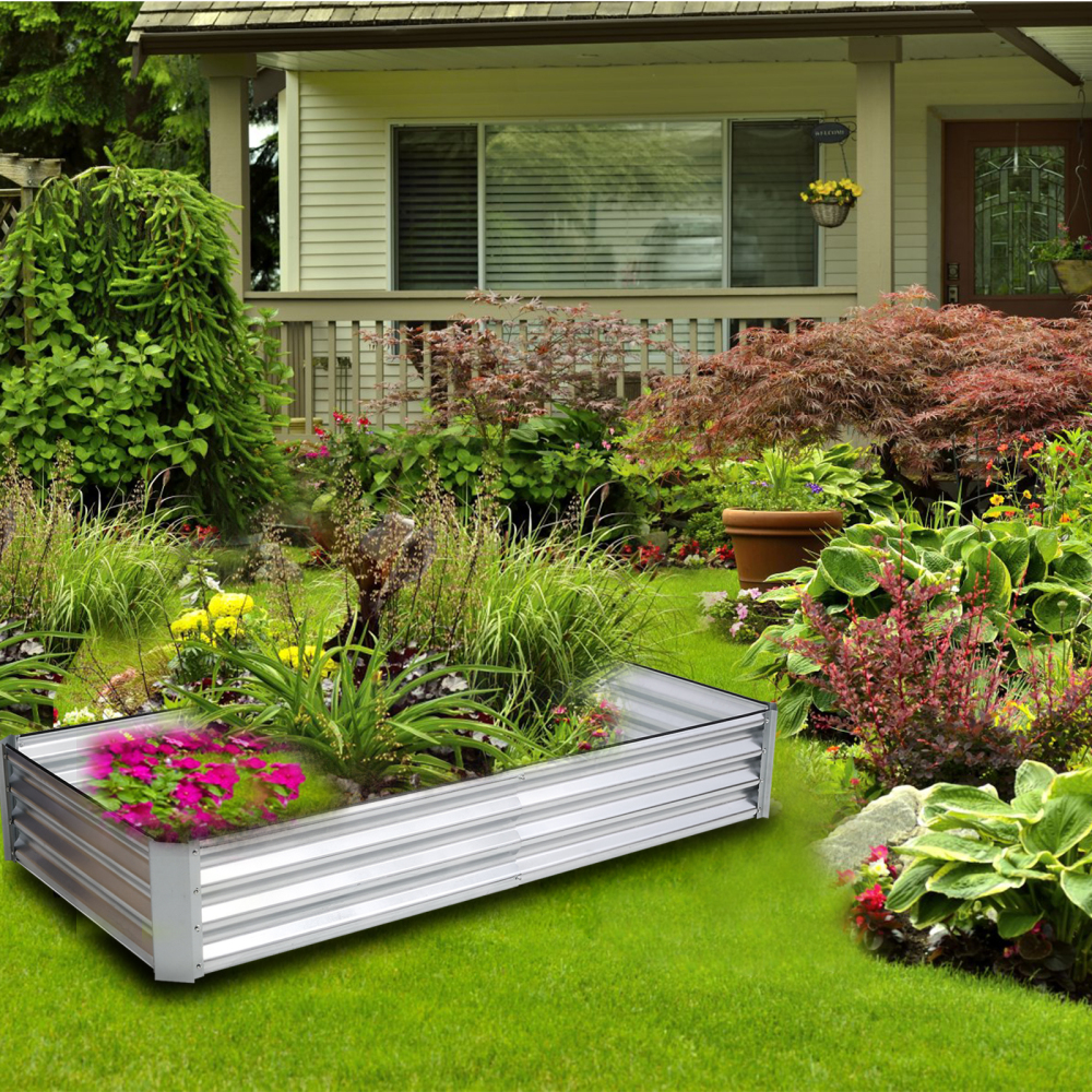 6 x 3 x1 ft Galvanized Planter Raised Garden Boxes