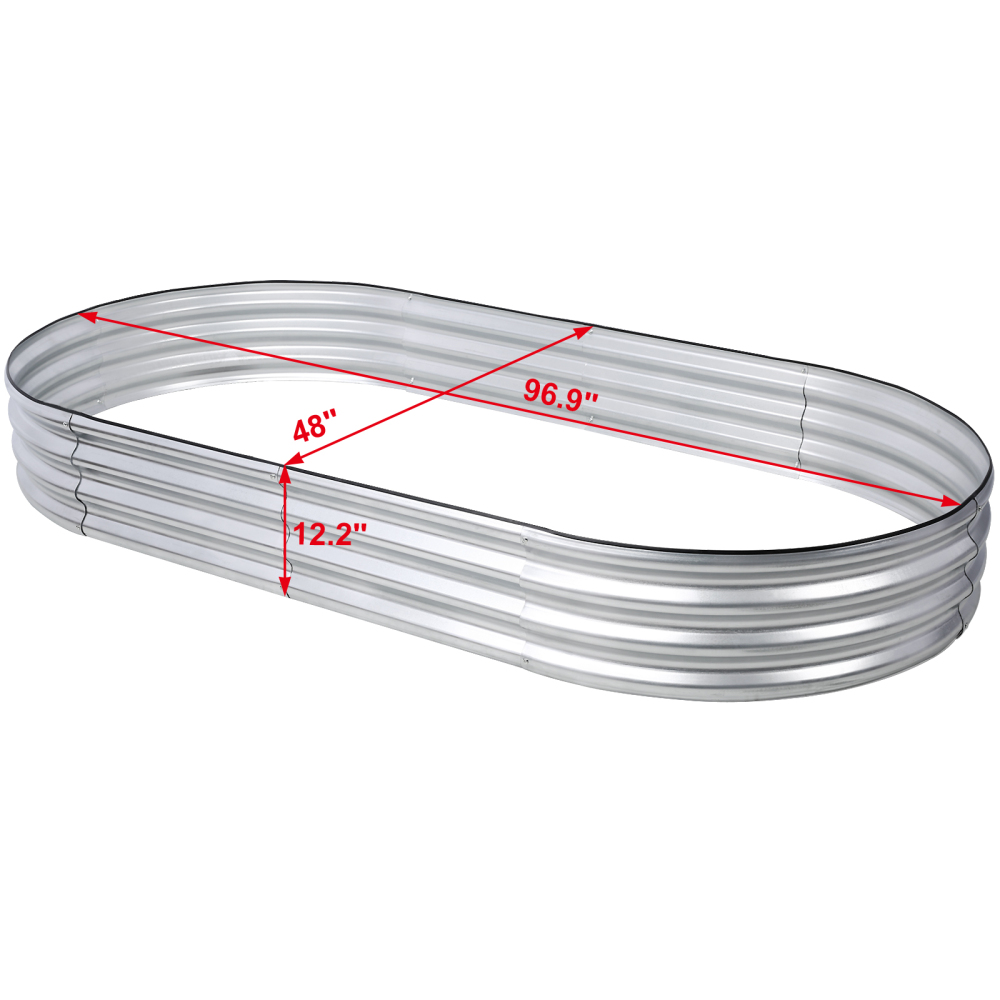 8 x 4 x 1 ft 2 PCS Oval Galvanized Planter Raised Garden Boxes