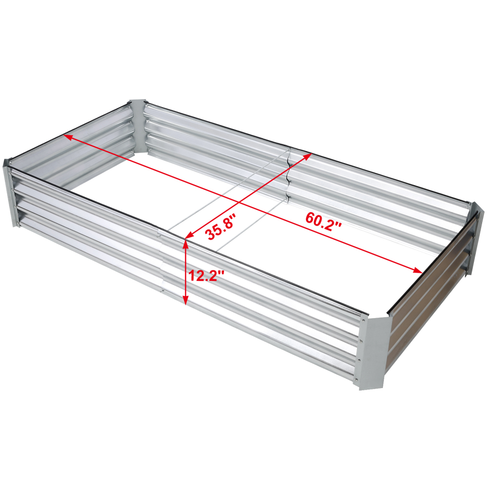 5 x 3 x 1 ft Galvanized Planter Raised Garden Boxes