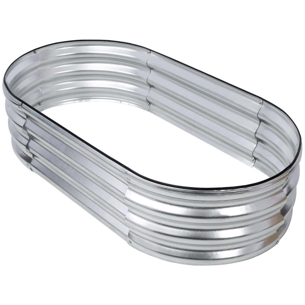 4 x 2 x 1 ft Oval Galvanized Planter Raised Garden Boxes