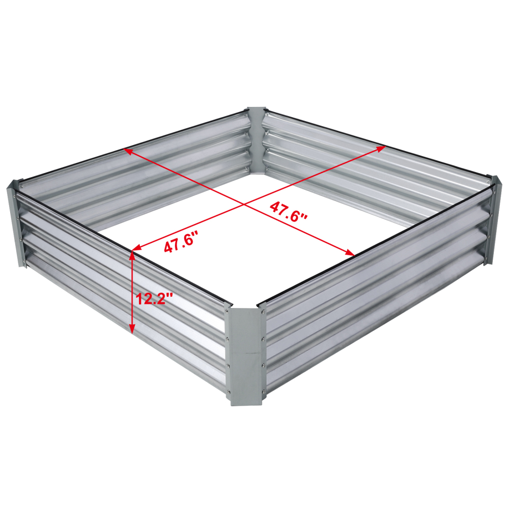 4 x 4 x 1 ft Square Galvanized Planter Raised Garden Boxes