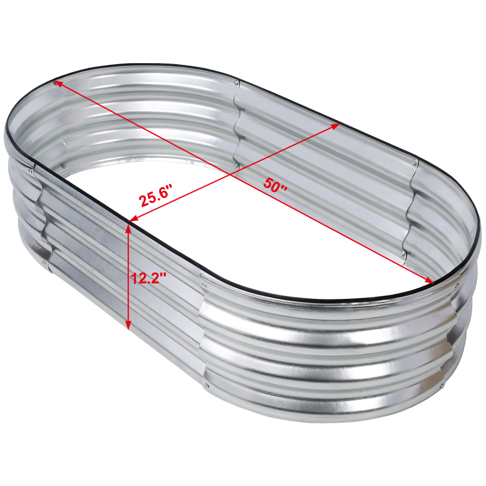4 x 2 x 1 ft Oval Galvanized Planter Raised Garden Boxes