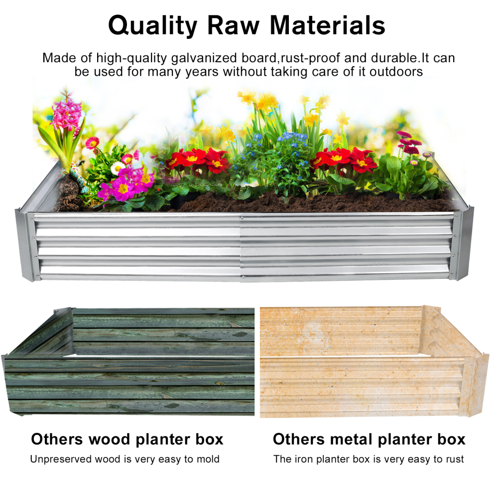 4 x 4 x 1 ft Square Galvanized Planter Raised Garden Boxes