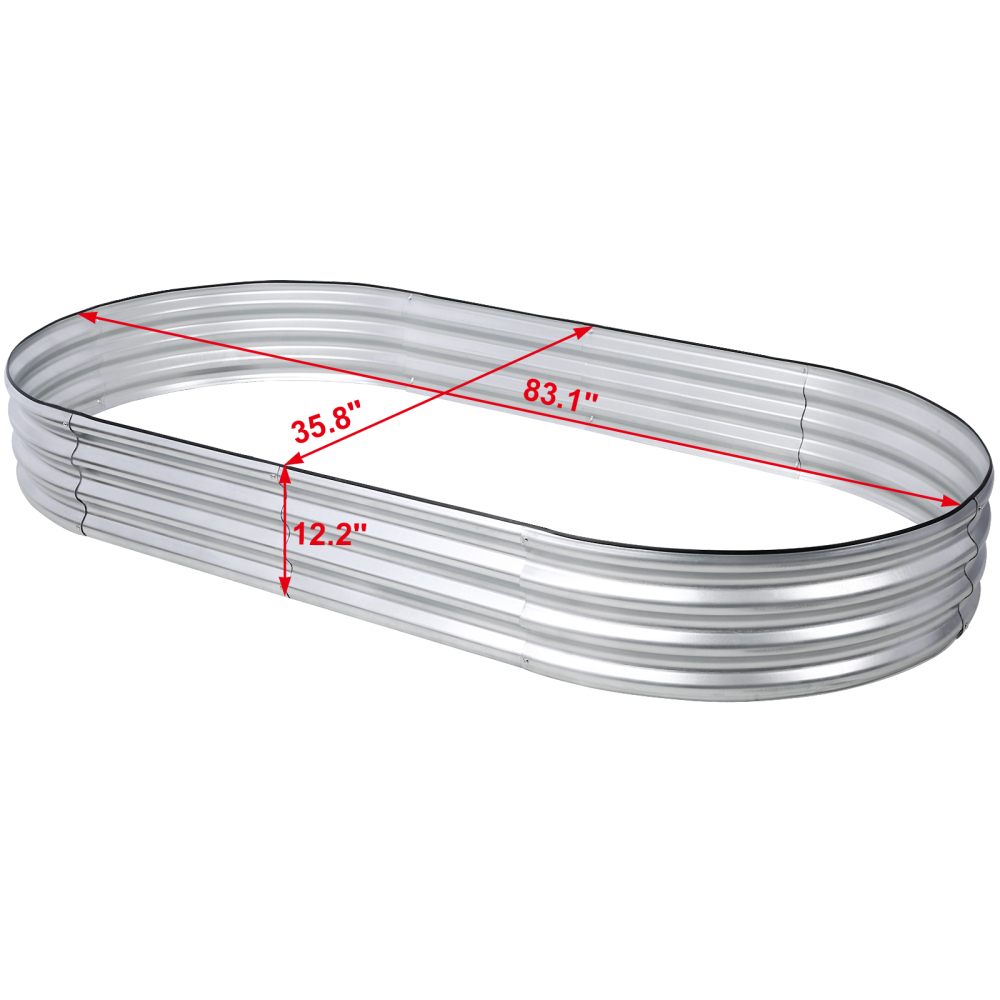 7 x 3 x 1 ft Oval Galvanized Planter Raised Garden Boxes