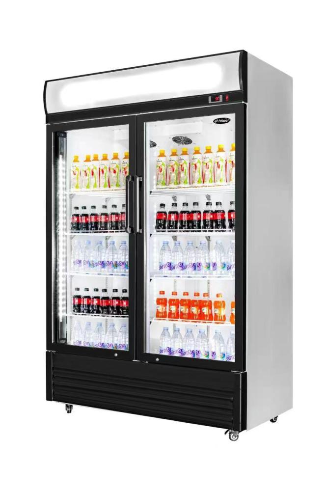 31-cu ft Commercial Refrigerator 2 Glass-Door (Black)