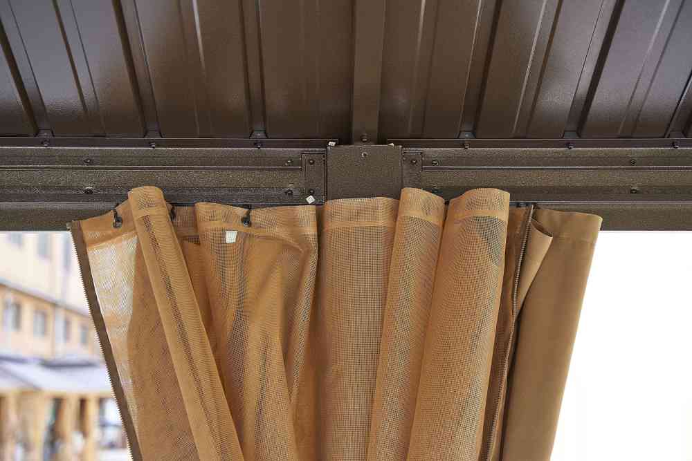 12-ft x 20-ft Brown Steel Rectangle Screen Gazebo with Hardtop