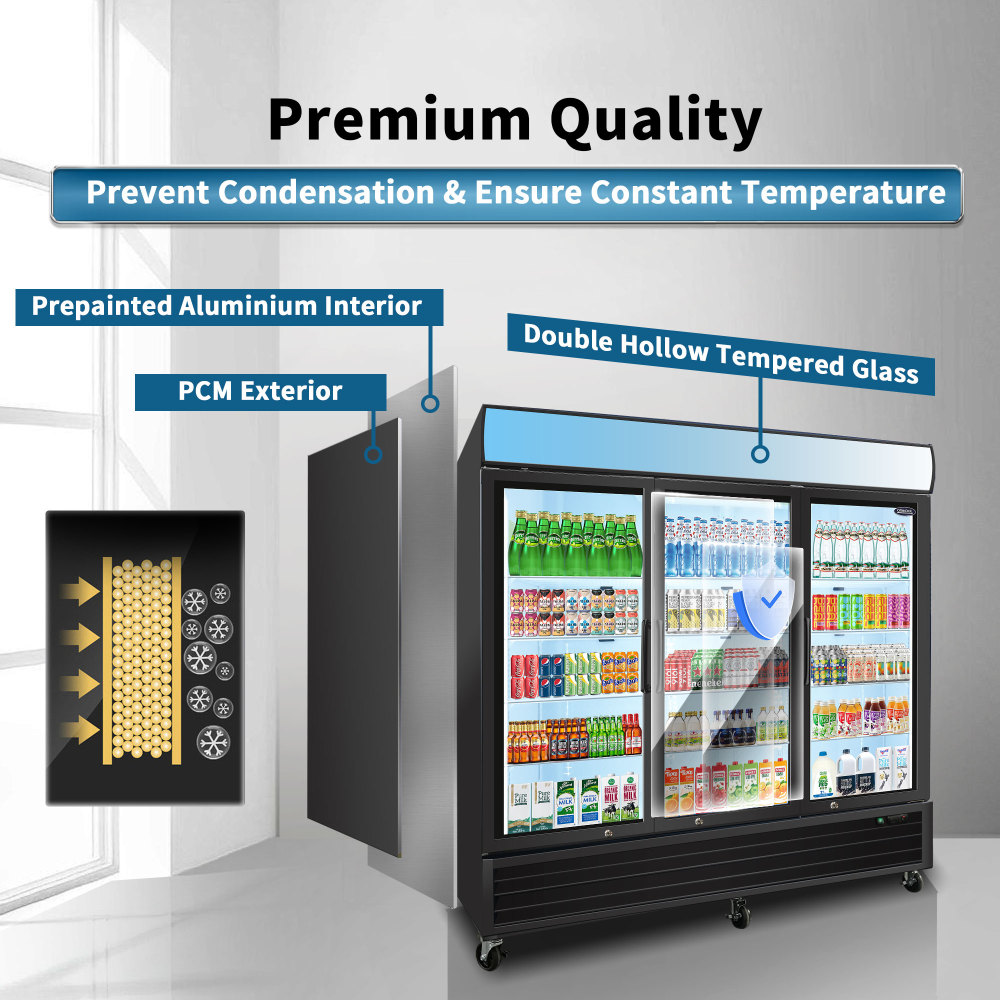 70-cu ft Commercial Refrigerator 3 Glass Door (Black)