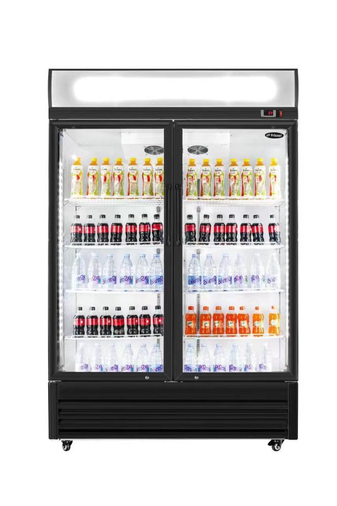 31-cu ft Commercial Refrigerator 2 Glass-Door (Black)