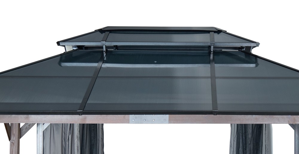 12-ft x 16-ft Black Aluminum Rectangle Screen Gazebo with Curtains and Netting