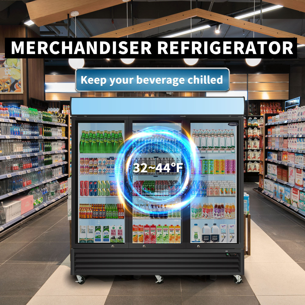 70-cu ft Commercial Refrigerator 3 Glass Door (Black)