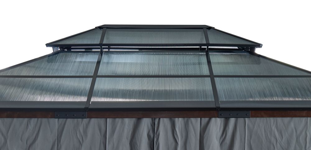 12-ft x 16-ft Black Aluminum Rectangle Screen Gazebo with Curtains and Netting