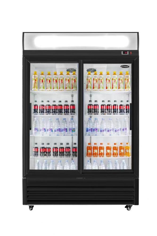 31-cu ft Commercial Refrigerator 2 Glass-Door (Black)