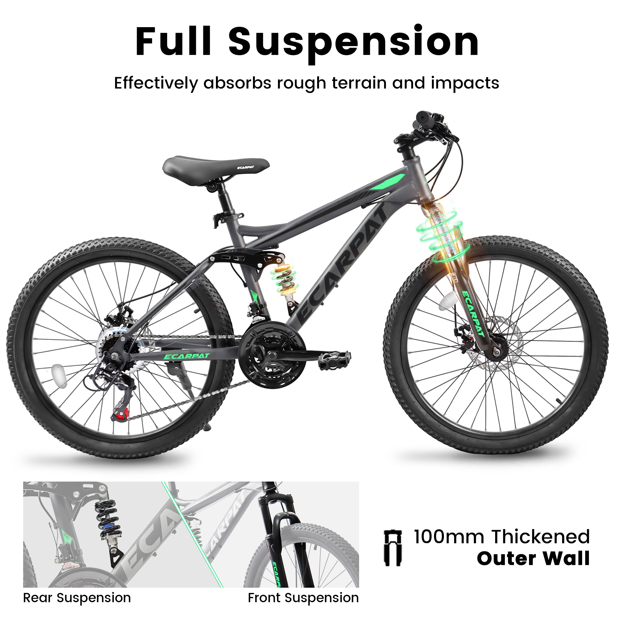26-inch 21-Speed Mountain Bike for Adult (Gray)