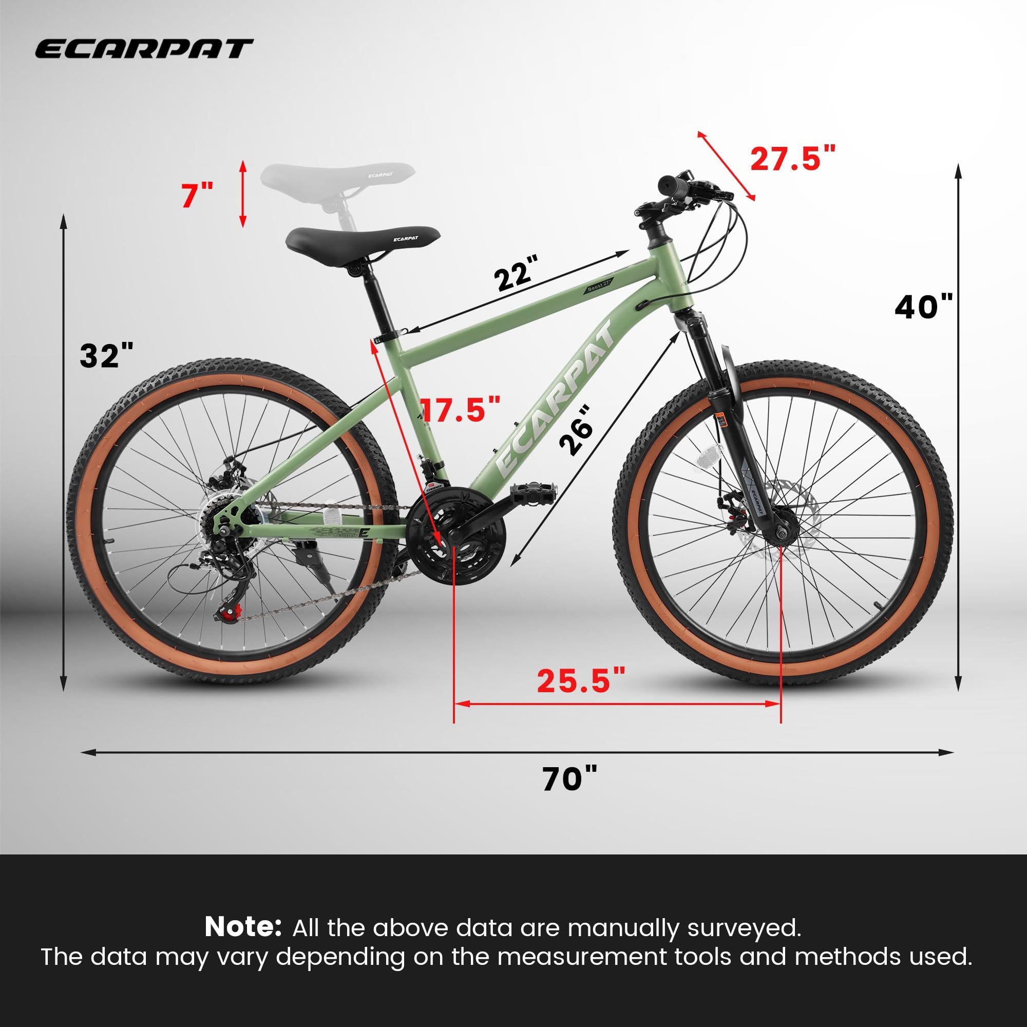27.5-inch 21-Speed Mountain Bike for Adult (Green)