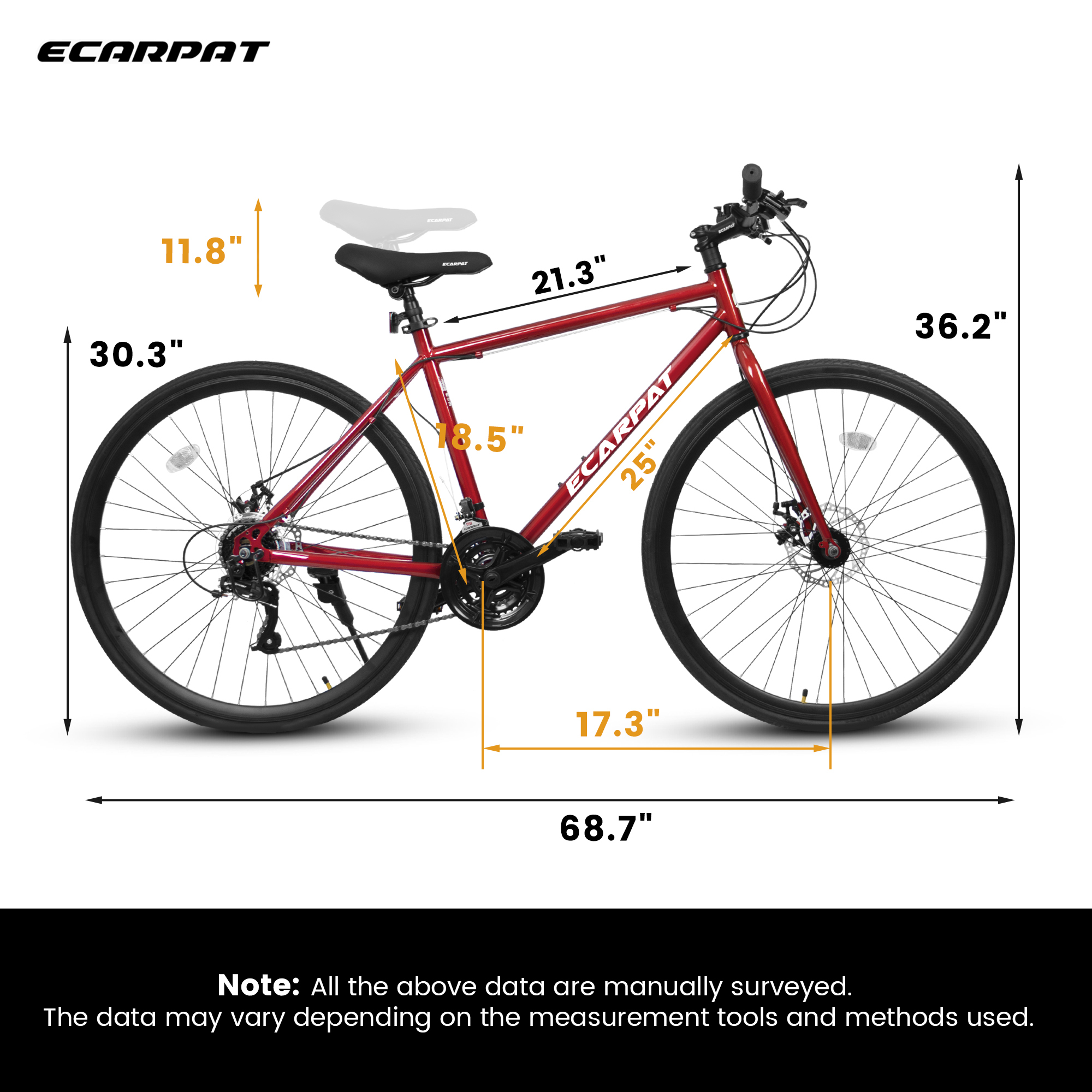 700c wheels 21-Speed Road Bike for Adult (Black/Red)