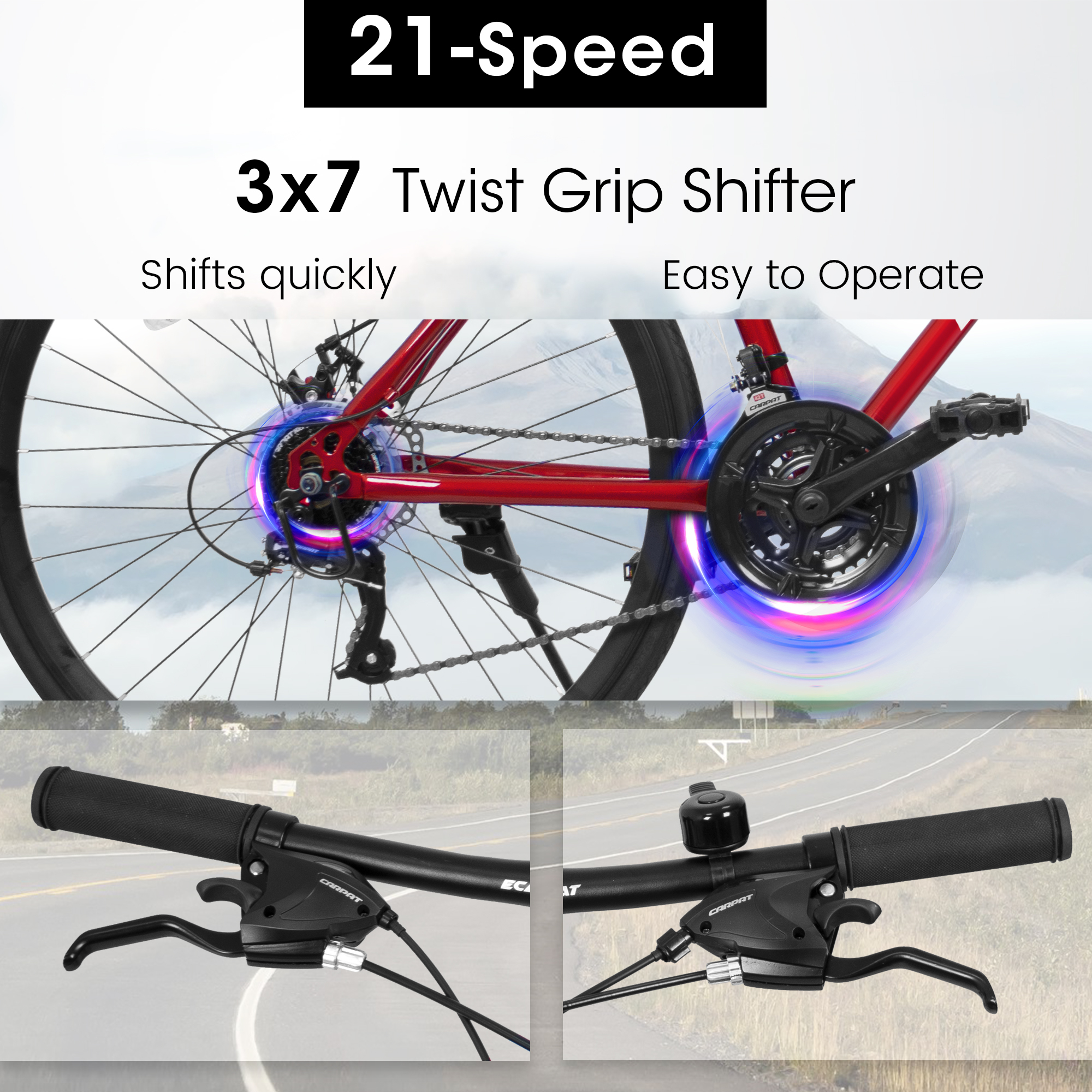 700c wheels 21-Speed Road Bike for Adult (Black/Red)