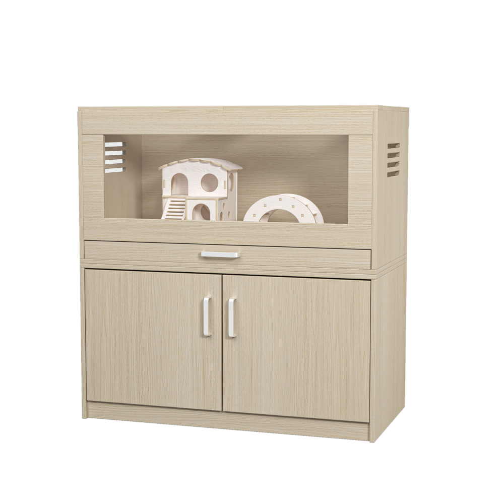 Wood Hamster Cage Cages with Independent Storage Cabinet