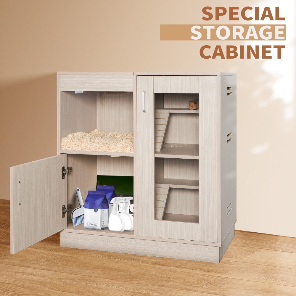 Wood Guinea Pig Cages with with Storage Cabinet and Acrylic Windows